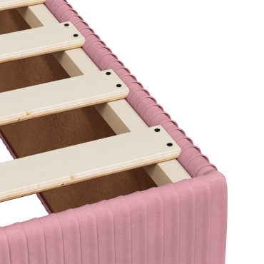 vidaXL Κρεβάτι Boxspring με Στρώμα Ροζ 160x200cm Βελούδινο 1 τεμ. - Διπλό