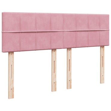 vidaXL Κρεβάτι Boxspring με Στρώμα Ροζ 160x200cm Βελούδινο 1 τεμ. - Διπλό