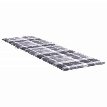 vidaXL Μαξιλάρι Ξαπλώστρας Γκρι Καρό 200x60x3cm από Ύφασμα Oxford