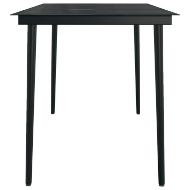 vidaXL Τραπεζαρία Κήπου Μαύρη 140x70x74cm από Ατσάλι / Γυαλί 1 τεμ.