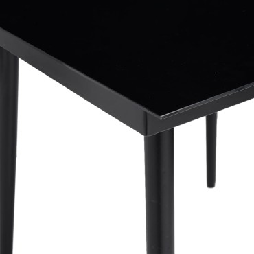 vidaXL Τραπεζαρία Κήπου Μαύρη 140x70x74cm από Ατσάλι / Γυαλί 1 τεμ.