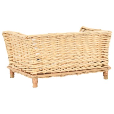 vidaXL Καλάθι Σκύλου με Μαξιλάρι 50x33x30 εκ. από Φυσικό Ξύλο Ιτιάς