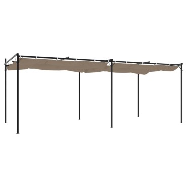 vidaXL Πέργκολα με Πτυσσόμενη Οροφή Taupe 589 x 292 x 230 εκ.