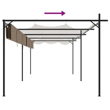 vidaXL Πέργκολα με Πτυσσόμενη Οροφή Taupe 589 x 292 x 230 εκ.