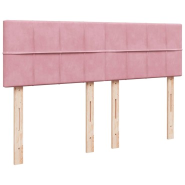 vidaXL Κρεβάτι Boxspring με Στρώμα Ροζ 160x200cm Βελούδινο 1 τεμ. - Διπλό