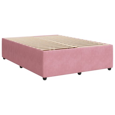 vidaXL Κρεβάτι Boxspring με Στρώμα Ροζ 160x200cm Βελούδινο 1 τεμ. - Διπλό