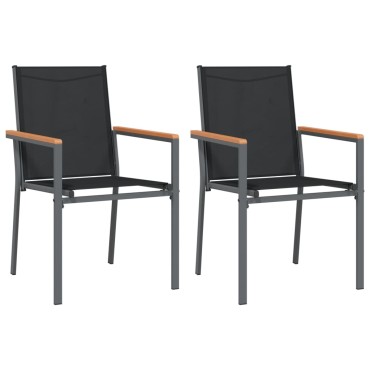 vidaXL Καρέκλες Κήπου 2 τεμ. Μαύρο 55x61,5x90cm από Textilene/Ατσάλι