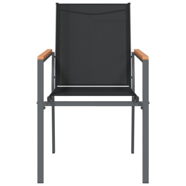 vidaXL Καρέκλες Κήπου 2 τεμ. Μαύρο 55x61,5x90cm από Textilene/Ατσάλι