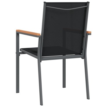 vidaXL Καρέκλες Κήπου 2 τεμ. Μαύρο 55x61,5x90cm από Textilene/Ατσάλι