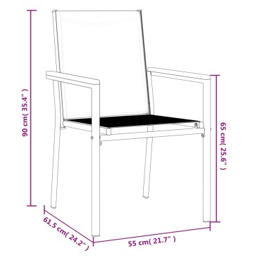 vidaXL Καρέκλες Κήπου 2 τεμ. Μαύρο 55x61,5x90cm από Textilene/Ατσάλι