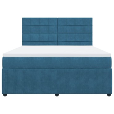 vidaXL Κρεβάτι Boxspring με Στρώμα Σκούρο Μπλε 180x200 εκ. Βελούδινο