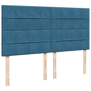 vidaXL Κρεβάτι Boxspring με Στρώμα Σκούρο Μπλε 180x200 εκ. Βελούδινο