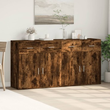 vidaXL Βοηθητικά Ντουλάπια 2 τεμ. Καπνιστή Δρυς 79x38x80cm Επεξ. Ξύλο