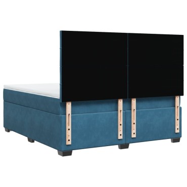 vidaXL Κρεβάτι Boxspring με Στρώμα Μπλε 180x200 εκ. Βελούδινο