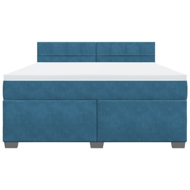 vidaXL Κρεβάτι Boxspring με Στρώμα Μπλε 180x200 εκ. Βελούδινο