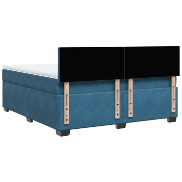 vidaXL Κρεβάτι Boxspring με Στρώμα Μπλε 180x200 εκ. Βελούδινο
