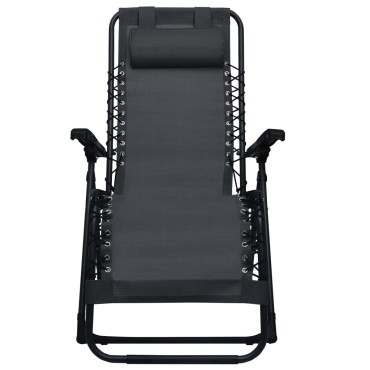 vidaXL Σεζλόνγκ Πτυσσόμενη Μαύρη από Textilene 65x50x111cm 1 τεμ.
