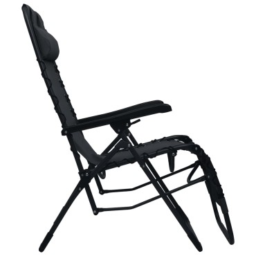 vidaXL Σεζλόνγκ Πτυσσόμενη Μαύρη από Textilene 65x50x111cm 1 τεμ.