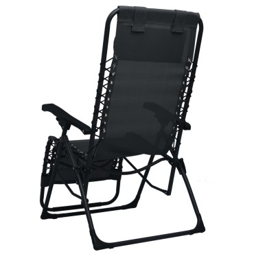 vidaXL Σεζλόνγκ Πτυσσόμενη Μαύρη από Textilene 65x50x111cm 1 τεμ.