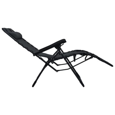 vidaXL Σεζλόνγκ Πτυσσόμενη Μαύρη από Textilene 65x50x111cm 1 τεμ.