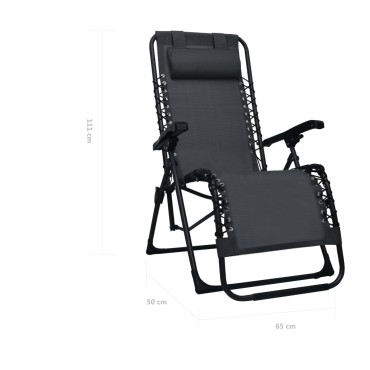 vidaXL Σεζλόνγκ Πτυσσόμενη Μαύρη από Textilene 65x50x111cm 1 τεμ.