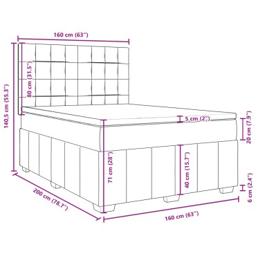 vidaXL Κρεβάτι Boxspring με Στρώμα Taupe 160x200 εκ. Υφασμάτινο