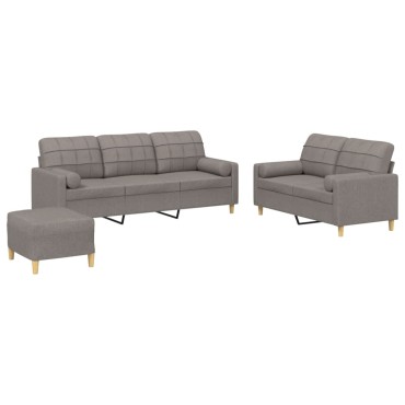 vidaXL Σετ Σαλονιού 3 τεμ. Taupe από Ύφασμα 138x77x80cm  Διθέσιος Τριθέσιος
