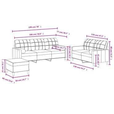 vidaXL Σετ Σαλονιού 3 τεμ. Taupe από Ύφασμα 138x77x80cm  Διθέσιος Τριθέσιος
