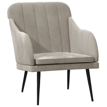 vidaXL Πολυθρόνα Ανοιχτό Γκρι 63x76x80cm Βελούδινη 1 τεμ.