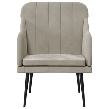 vidaXL Πολυθρόνα Ανοιχτό Γκρι 63x76x80cm Βελούδινη 1 τεμ.