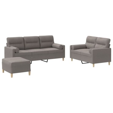 vidaXL Σετ Σαλονιού 3 τεμ. Taupe από Ύφασμα 138x77x80cm  Διθέσιος Τριθέσιος