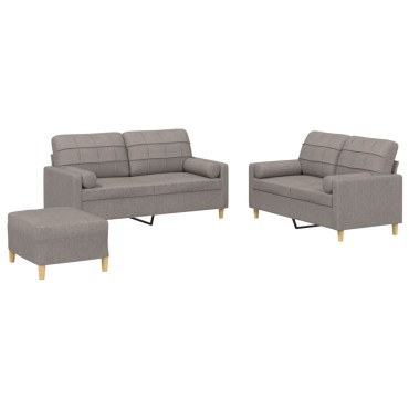 vidaXL Σετ Σαλονιού 3 τεμ. Taupe από Ύφασμα 138x77x80cm  Διθέσιος