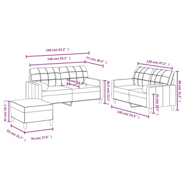 vidaXL Σετ Σαλονιού 3 τεμ. Taupe από Ύφασμα 138x77x80cm  Διθέσιος