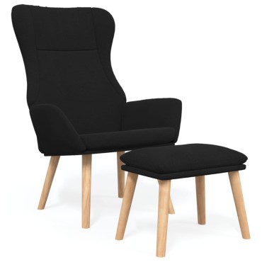 vidaXL Πολυθρόνα Relax Μαύρο Υφασμάτινη με Υποπόδιο 70x77x94cm 1 τεμ.