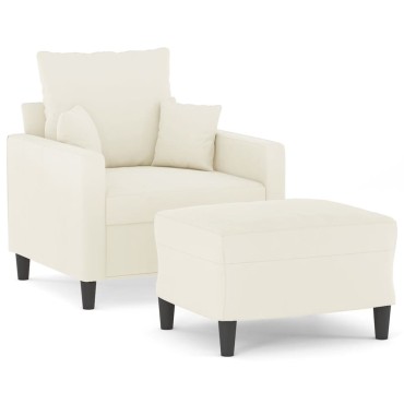 vidaXL Πολυθρόνα Κρεμ Βελούδινη με Υποπόδιο 78x77x80cm 1 τεμ. Γωνιακός