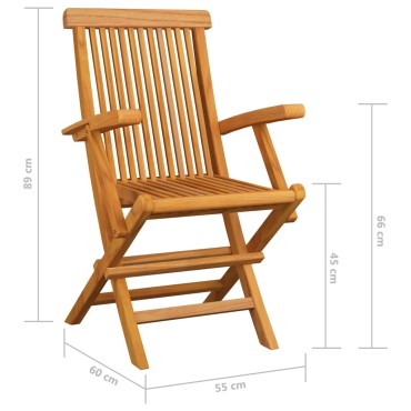 vidaXL Καρέκλες Κήπου 8 τεμ. Μασίφ Ξύλο Teak με Κόκκινα Καρό Μαξιλάρια 55x60x89cm