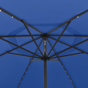 vidaXL Ομπρέλα Κήπου με LED Μπλε Αζούρ 400 εκ.