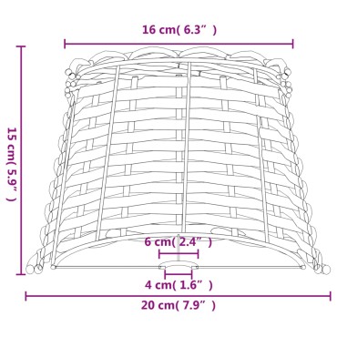 vidaXL Καπέλο Φωτιστικού Λευκό Ø20x15 εκ. από Wicker