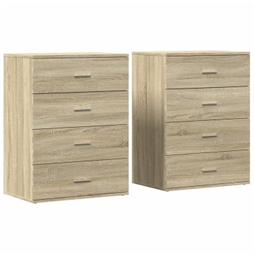 vidaXL Βοηθητικά Ντουλάπια 2 τεμ. Sonoma Δρυς 60x39x80cm Επεξεργ. Ξύλο