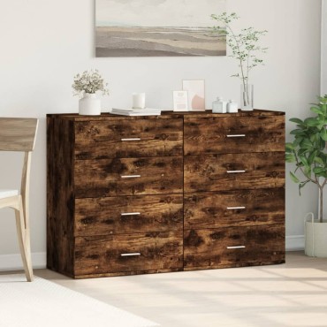 vidaXL Βοηθητικά Ντουλάπια 2 τεμ. Καπνιστή Δρυς 60x39x80cm Επεξ. Ξύλο