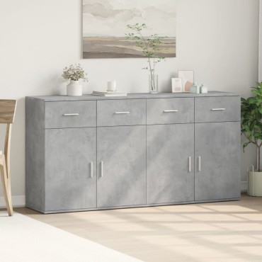 vidaXL Βοηθητικά Ντουλάπια 2 τεμ. Σκυροδέματος 79x38x80cm Επεξ. Ξύλο