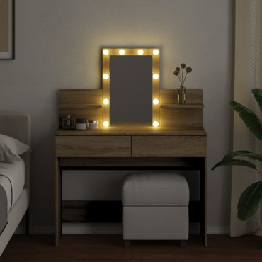 vidaXL Μπουντουάρ με LED Sonoma Δρυς 100x40x130cm 1 τεμ.