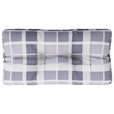 vidaXL Μαξιλάρι Παλέτας Γκρι Καρό 80x40x12cm Υφασμάτινο