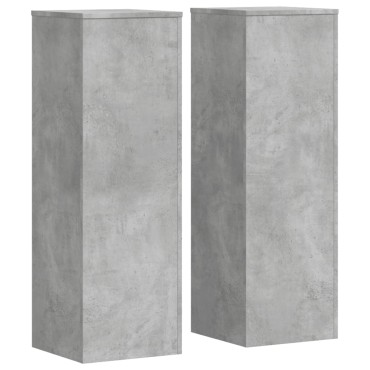 vidaXL Βάσεις Φυτών 2 τεμ. Γκρι Σκυρ. 33x33x100 εκ. Επεξεργασμένο Ξύλο