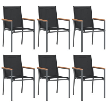 vidaXL Καρέκλες Κήπου 6 τεμ. Μαύρες 55x61,5x90cm από Textilene/Ατσάλι
