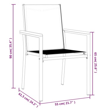 vidaXL Καρέκλες Κήπου 6 τεμ. Μαύρες 55x61,5x90cm από Textilene/Ατσάλι