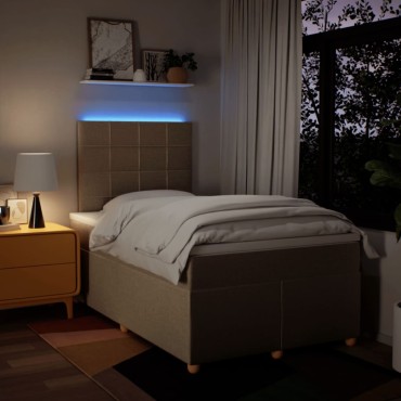vidaXL Κρεβάτι Boxspring με Στρώμα Κρεμ 120x190cm Υφασμάτινο 1 τεμ. - Μονό