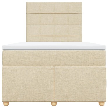 vidaXL Κρεβάτι Boxspring με Στρώμα Κρεμ 120x190cm Υφασμάτινο 1 τεμ. - Μονό