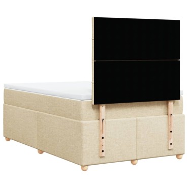 vidaXL Κρεβάτι Boxspring με Στρώμα Κρεμ 120x190cm Υφασμάτινο 1 τεμ. - Μονό