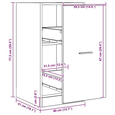 vidaXL Συρταριέρα Γενικής Χρήσης Αρτισιανή Δρυς Επεξ. Ξύλο 40x41x77,5cm 1 τεμ.